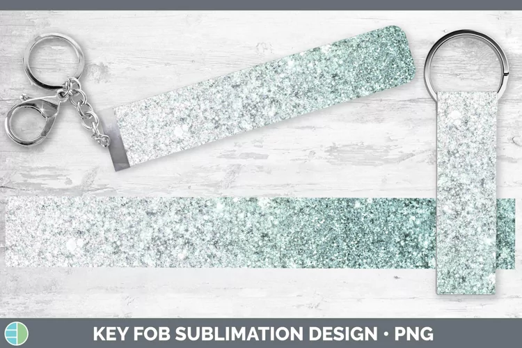 Glitter Ombre - 10 Teal Key Fob Sublimation Wristlet Designs