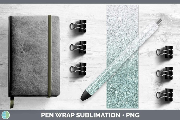 Glitter Ombre - 10 Teal Pen Wrap Sublimation Epoxy Pen Desig