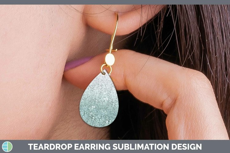 Glitter Ombre - 10 Teal Teardrop Earrings Sublimation Earrin