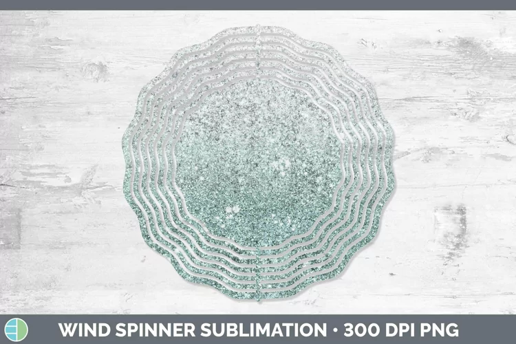 Glitter Ombre - 10 Teal Wind Spinner Sublimation Spinner Des