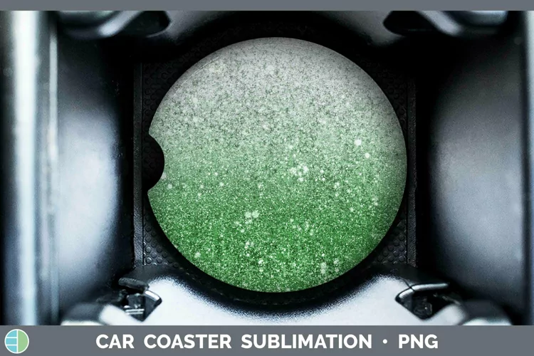 Glitter Ombre - 11 Green Car Coaster Sublimation Coaster Des