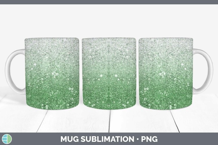 Glitter Ombre - 11 Green Mug Wrap Sublimation Coffee Cup Des