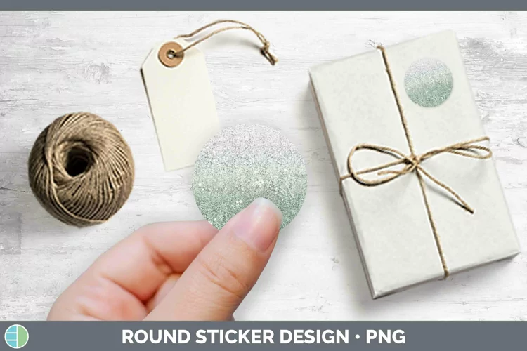 Glitter Ombre - 11 Green Stickers | Round Labels Designs