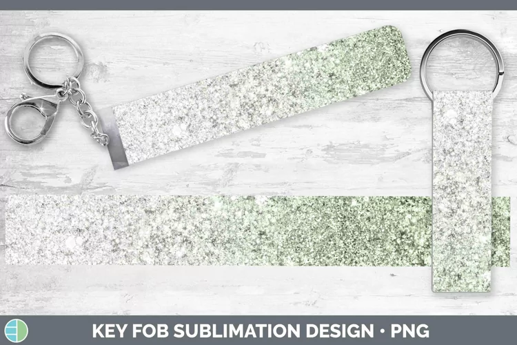 Glitter Ombre - 12 Spring Green Key Fob Sublimation Wristlet