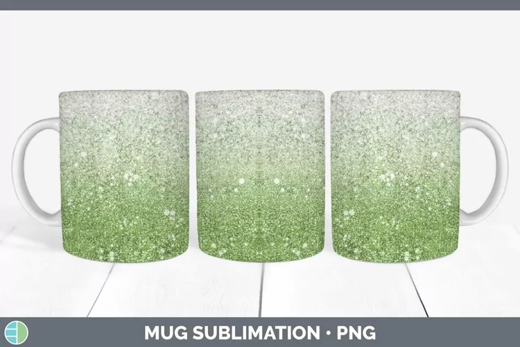Glitter Ombre - 12 Spring Green Mug Wrap Sublimation Coffee