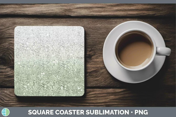 Glitter Ombre - 12 Spring Green Square Coaster Sublimation C