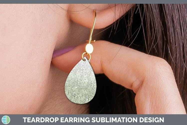 Glitter Ombre - 12 Spring Green Teardrop Earrings Sublimatio