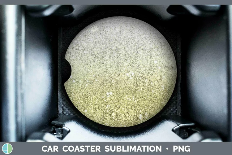 Glitter Ombre - 14 Yellow Car Coaster Sublimation Coaster De