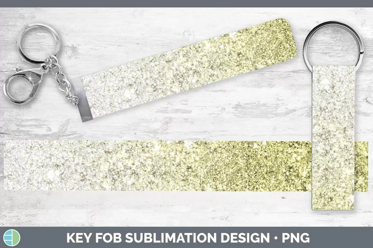Glitter Ombre - 14 Yellow Key Fob Sublimation Wristlet Desig