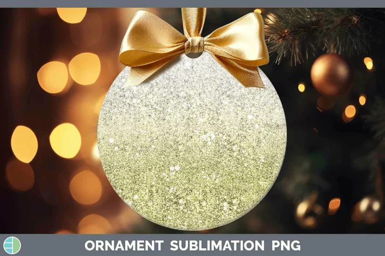 Glitter Ombre - 14 Yellow Ornament Sublimation Bauble Design
