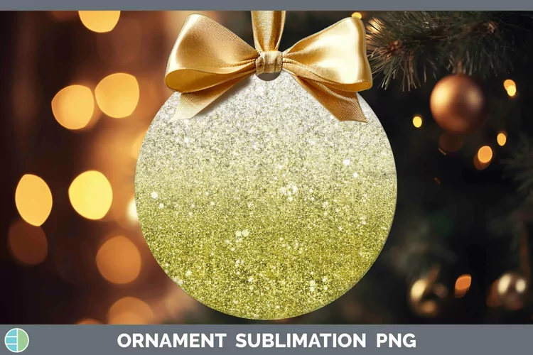 Glitter Ombre - 14 Yellow Ornament Sublimation Bauble Design