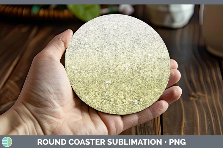 Glitter Ombre - 14 Yellow Round Coaster Sublimation Coaster