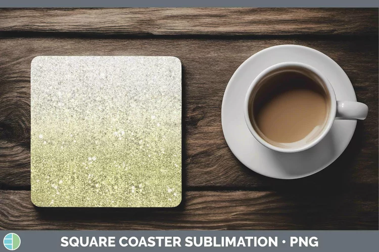 Glitter Ombre - 14 Yellow Square Coaster Sublimation Coaster