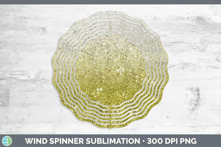Glitter Ombre - 14 Yellow Wind Spinner Sublimation Spinner D