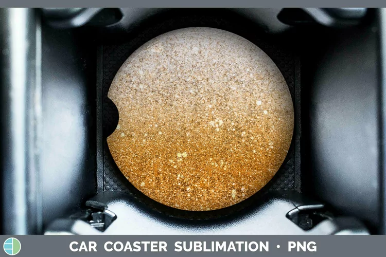 Glitter Ombre - 15 Orange Car Coaster Sublimation Coaster De
