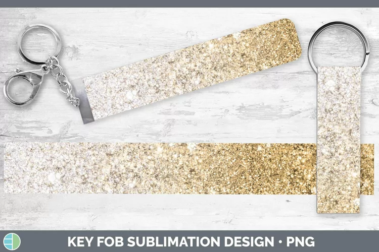 Glitter Ombre - 15 Orange Key Fob Sublimation Wristlet Desig