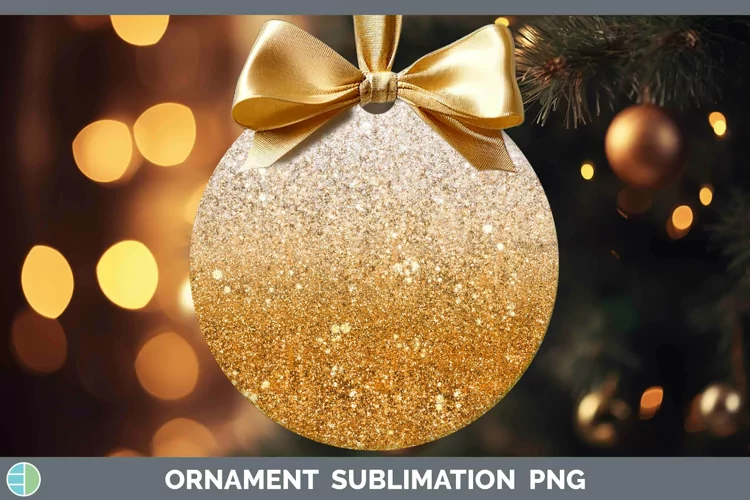 Glitter Ombre - 15 Orange Ornament Sublimation Bauble Design