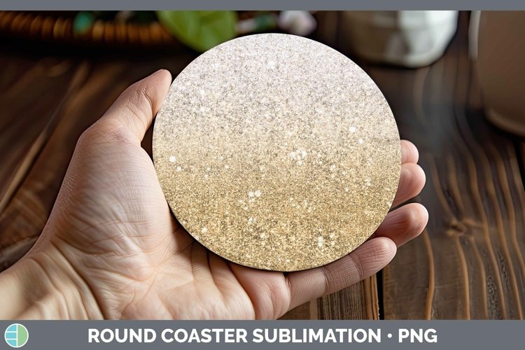 Glitter Ombre - 15 Orange Round Coaster Sublimation Coaster
