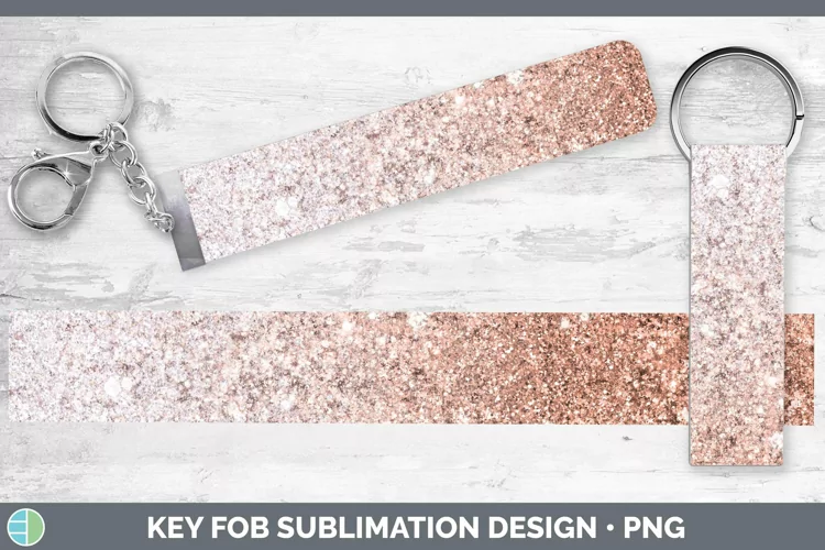 Glitter Ombre - 16 Deep Orange Key Fob Sublimation Wristlet