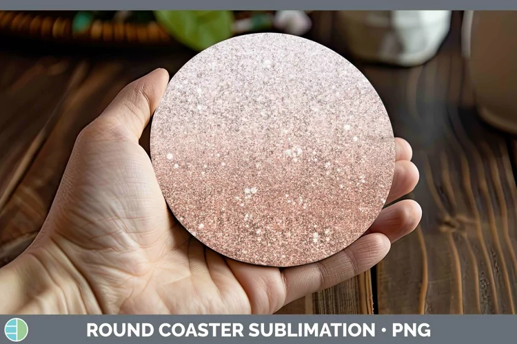 Glitter Ombre - 16 Deep Orange Round Coaster Sublimation Coa