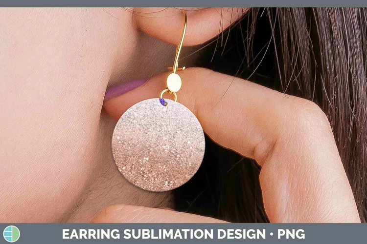 Glitter Ombre - 16 Deep Orange Round Earrings Sublimation Ea