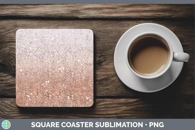 Glitter Ombre - 16 Deep Orange Square Coaster Sublimation Co