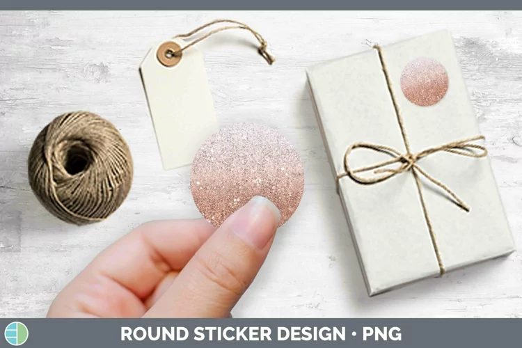 Glitter Ombre - 16 Deep Orange Stickers | Round Labels Desig