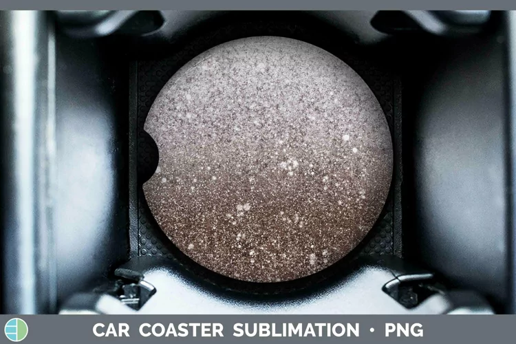 Glitter Ombre - 17 Brown Car Coaster Sublimation Coaster Des