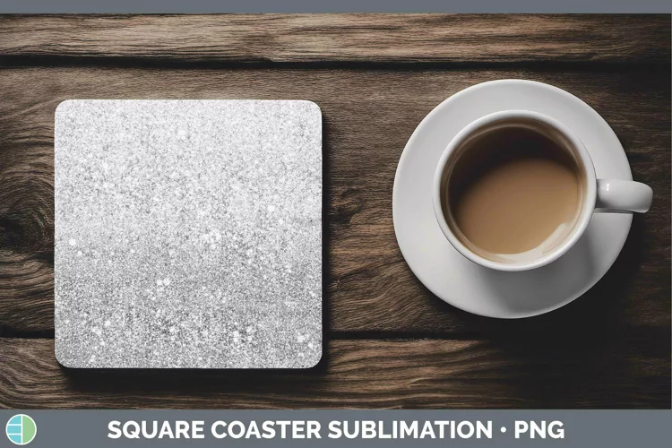 Glitter Ombre - 18 Black Square Coaster Sublimation Coaster