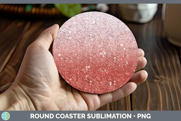 Glitter Ombre - 21 Rainbow Round Coaster Sublimation Coaster