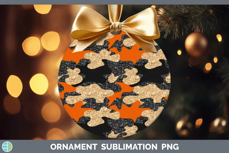 Glitter Orange Camo Ornament Sublimation Bauble Designs