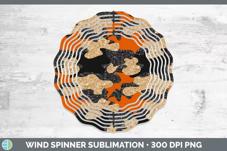Glitter Orange Camo Wind Spinner Sublimation Spinner Designs