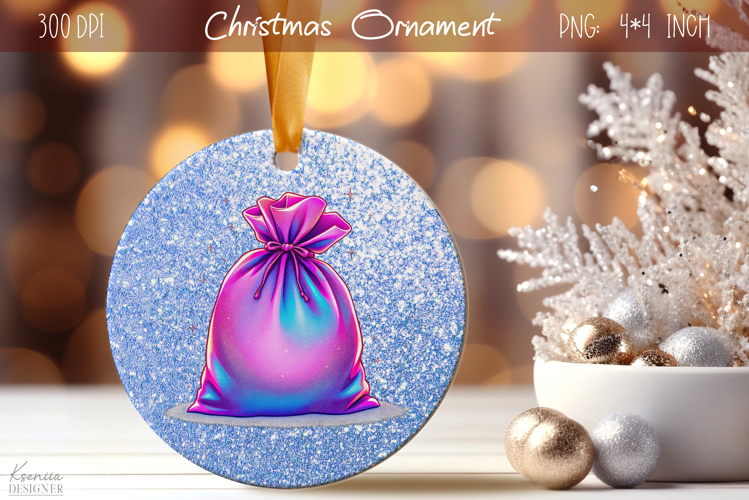Christmas Iridescent Ornament|Neon Round Ornament