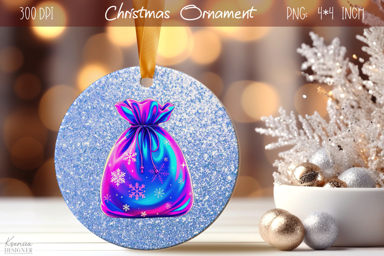 Christmas Iridescent Ornament|Neon Round Ornament
