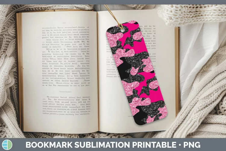 Glitter Pink Camo Bookmark Sublimation Printable Designs