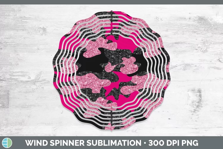 Glitter Pink Camo Wind Spinner Sublimation Spinner Designs