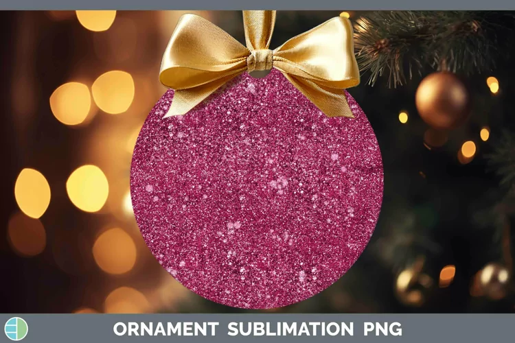 Glitter Pink Ornament Sublimation Bauble Designs