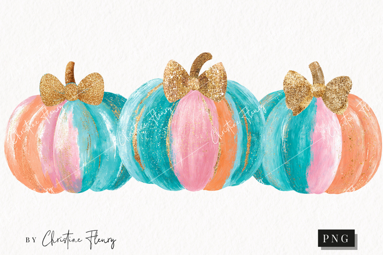 Brush Stroke Pumpkin Clipart | Girly Fall PNG