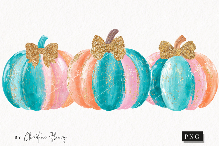 Brush Stroke Pumpkin Clipart | Girly Fall PNG