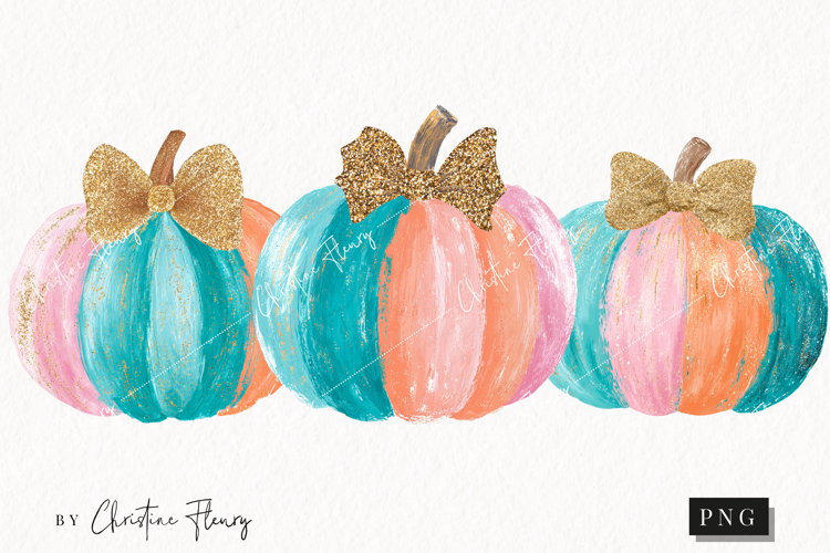 Brush Stroke Pumpkin Clipart | Girly Fall PNG