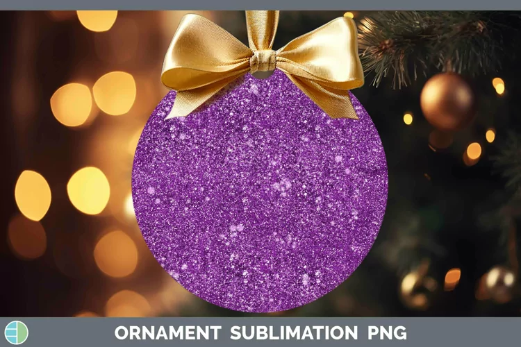 Glitter Purple Ornament Sublimation Bauble Designs