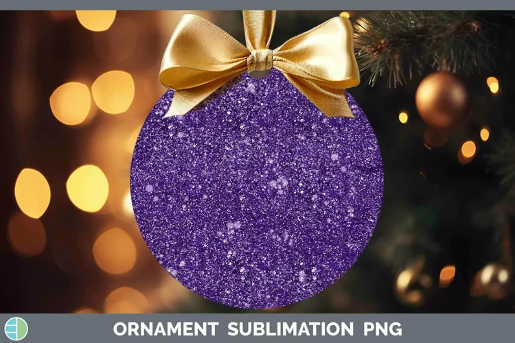 Glitter Purple Ornament Sublimation Bauble Designs