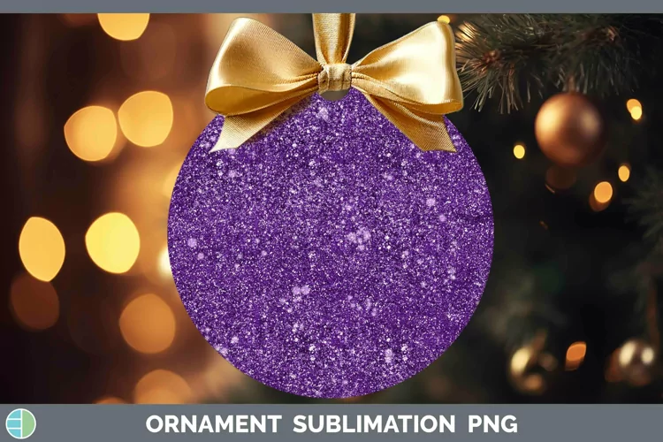 Glitter Purple Ornament Sublimation Bauble Designs