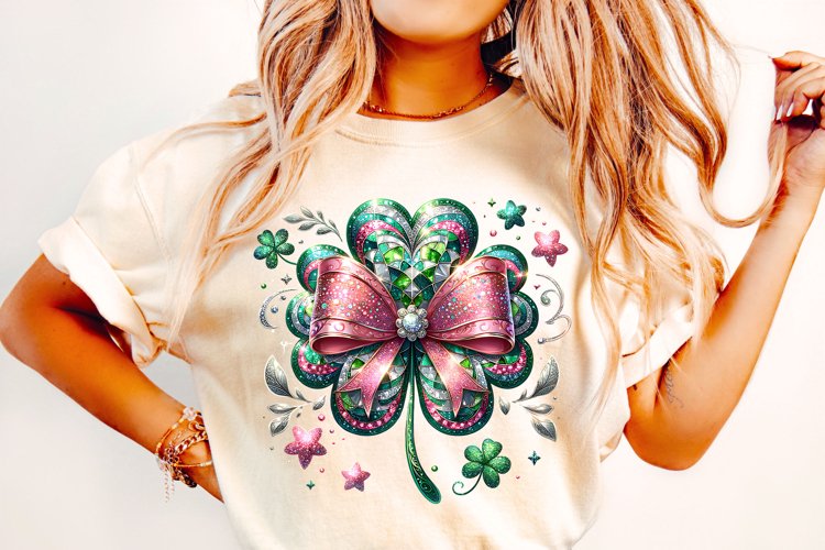 St Patricks Day Coquette Bow PNG, St Patricks Day Shamrock