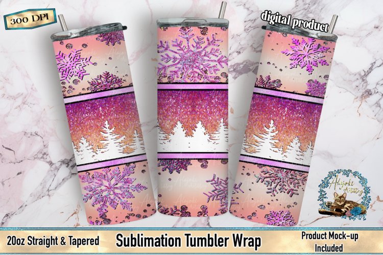 Glitter snowflake,  Christmas snowflake, Christmas tumbler wrap