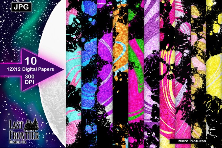 Glitter paint splat digital paper (708528) Papers Design Bundles