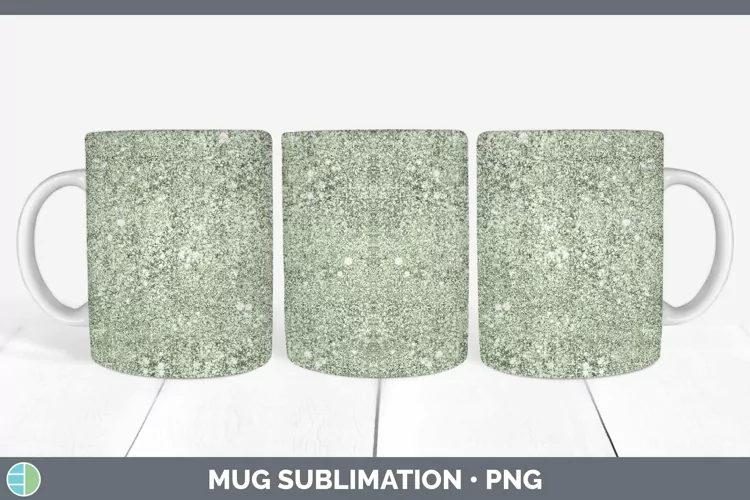Glitter Spring Green Mug Wrap Sublimation Coffee Cup Designs