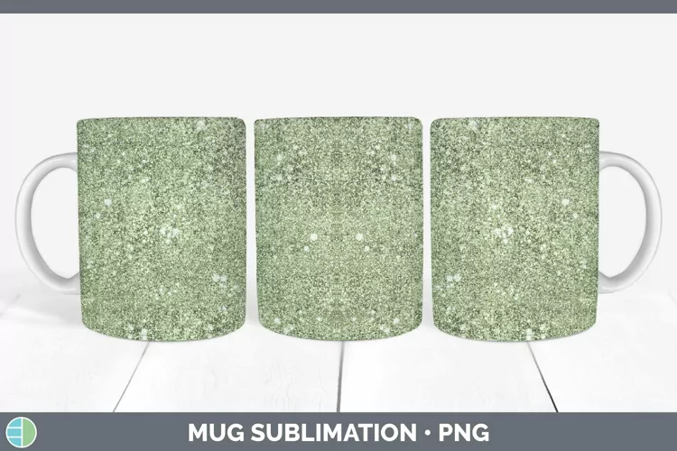Glitter Spring Green Mug Wrap Sublimation Coffee Cup Designs