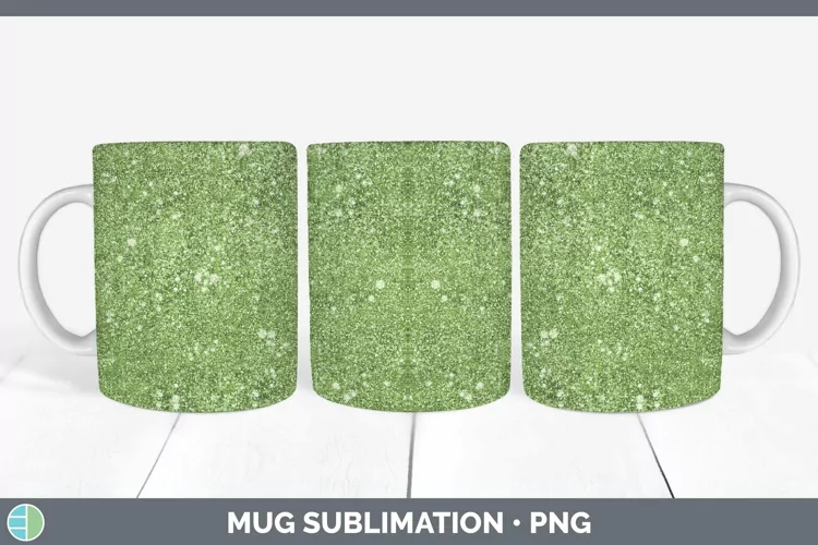 Glitter Spring Green Mug Wrap Sublimation Coffee Cup Designs