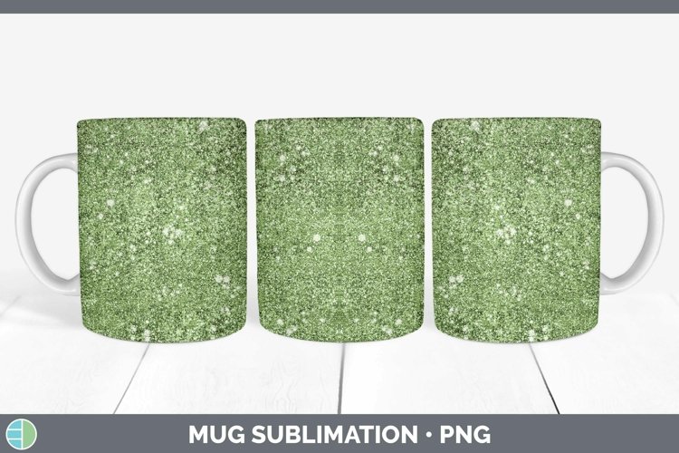Glitter Spring Green Mug Wrap Sublimation Coffee Cup Designs